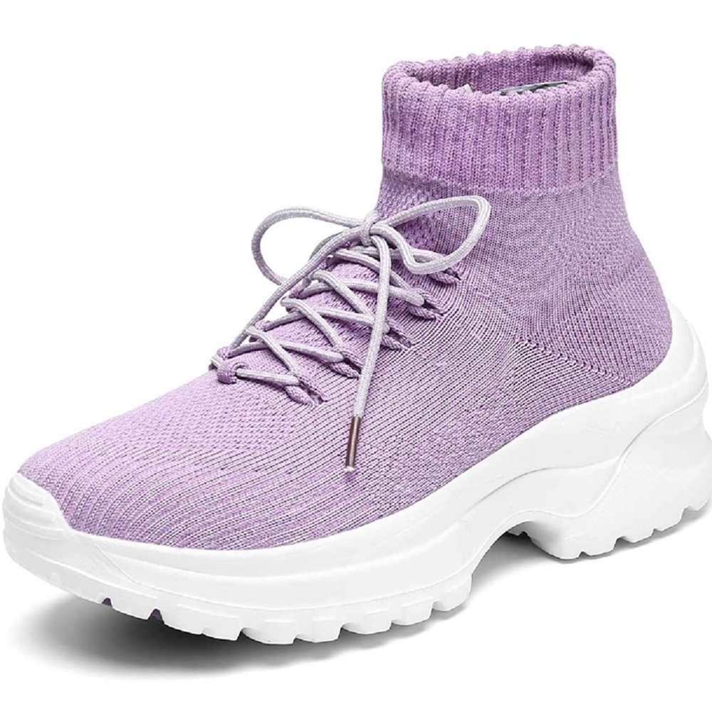 LCGJR Women’s Platform Sock Sneakers in Purple Mix, Size 8.5 NEW!